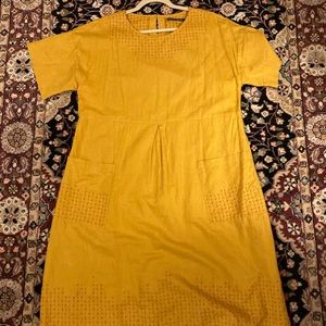 Goldenrod Gudrun Sjoden Embroidered Linen Midi Dress